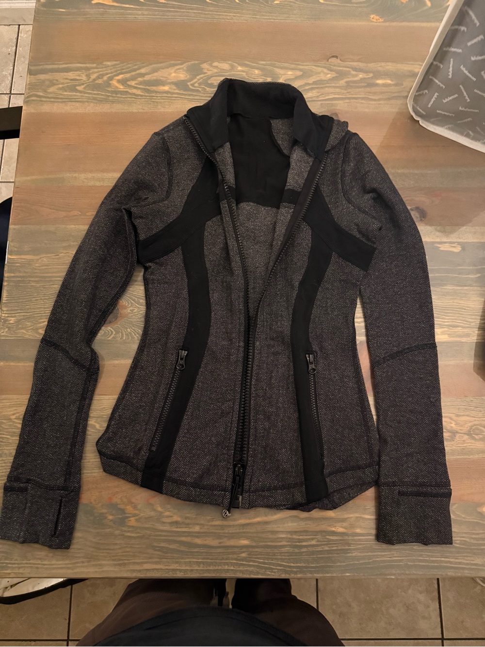 Lululemon Define herringbone Black and gray Performance Zip-Up Jacket
